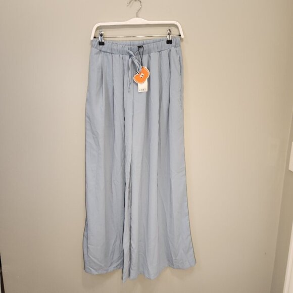 Cider Pants Solid Elastic Waist Wide Leg Trouser Pleated Texture - Size M - Picture 1 of 5